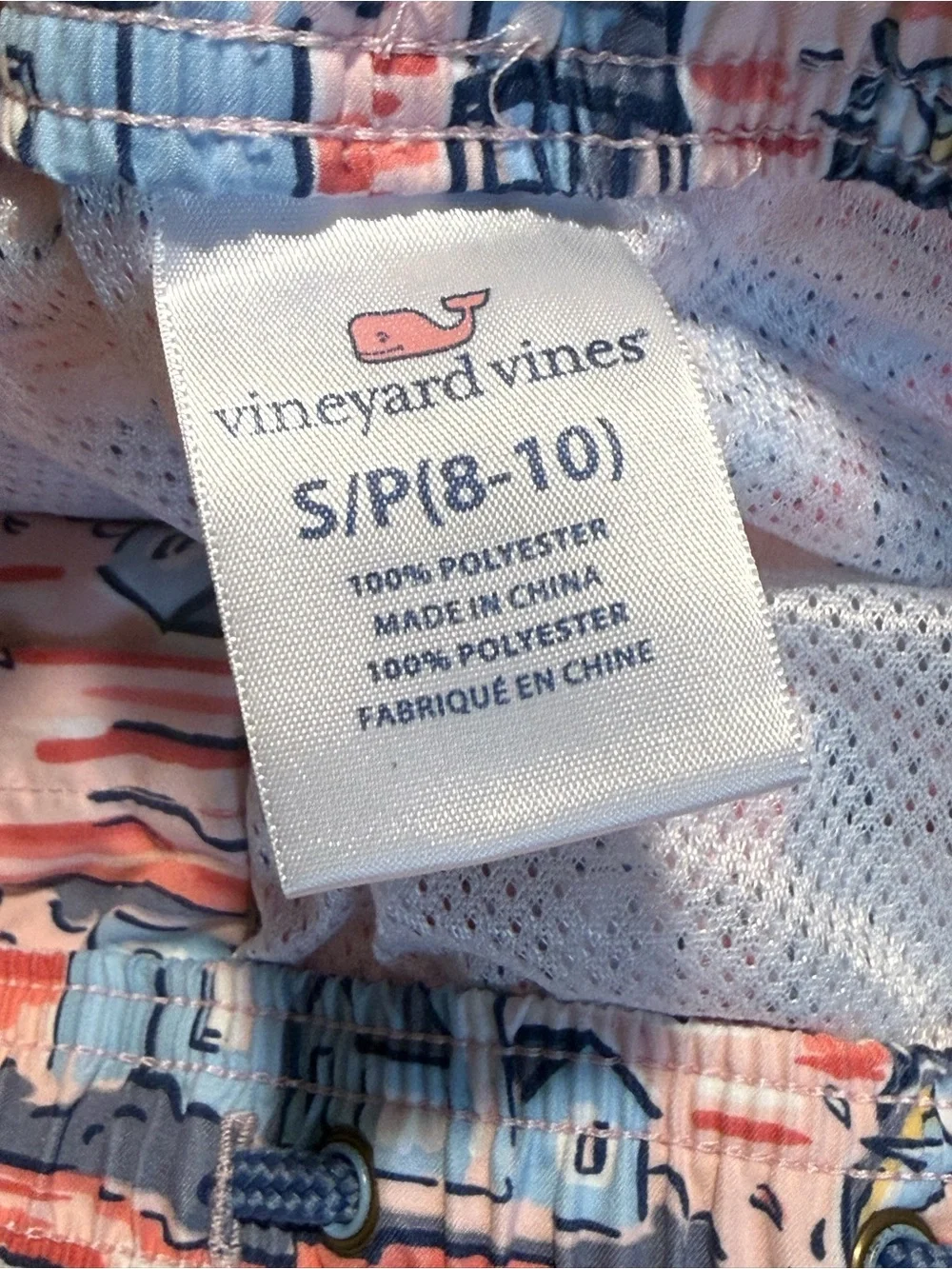 Vineyard Vines  boys swim short size S (8-10) -coral & blue color-